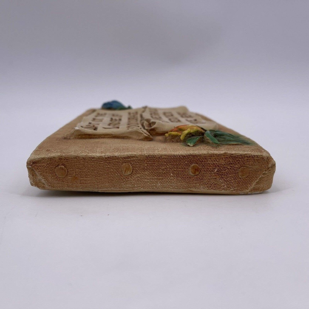 Scroll Heavy Plaque Wait on the Lord Psalm 27:14 H.A. Larsen 1946 Chalk Plaster - Picture 10 of 12